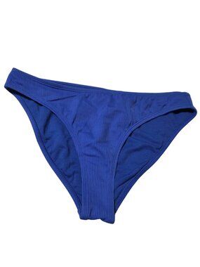 California Waves Ribbed High Cut Bikini Bottoms Size Large Blue Swimwear Beach